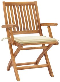 3072779 vidaXL Сгъваеми градински столове с възглавници, 8 бр, тик масив