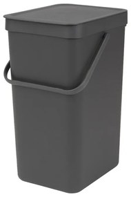 Кош за разделно събиране на боклук Brabantia Sort&Go 648978, 16 л, Дръжка, Възможност за стенен монтаж, Тъмносив