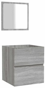 820473 vidaXL Шкаф за баня с огледало, сив сонома, инженерно дърво