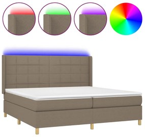 3138905 vidaXL Боксспринг легло с матрак и LED, таупе, 200x200 см, плат