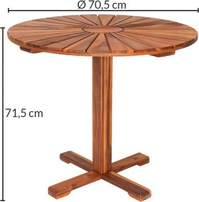 Кръгла градинска маса от масив от акация - 70 см