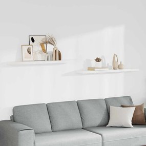 323821 vidaXL Окачени стенни рафтове, 2 бр, бели, 120x23,5x3,8 см, МДФ