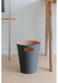 Тъмносиво дървено кошче за боклук 7,5 l Woodrow – Umbra
