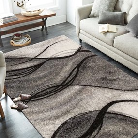 Модерен сив килим с абстрактен мотив Ширина: 200 см | Дължина: 290 см