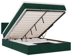 3312767 vidaXL Османска легло с матрак и LED, тъмнозелено, 140x190 см, кадифе