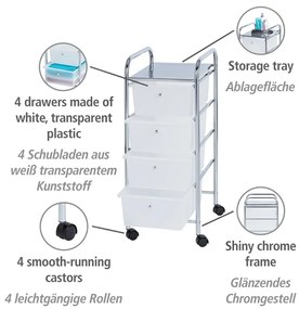 Мобилен рафт за баня с 4 чекмеджета Messina Messian - Wenko