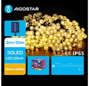 Aigostar - LED Соларни декоративни лампички 50xLED/8 функции 12m IP65 топло бяло