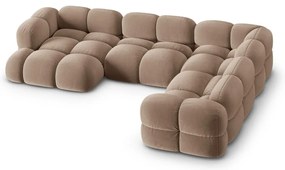 Кафяв кадифен ъглов диван (десен ъгъл/U форма) Loretto – Cosmopolitan Design