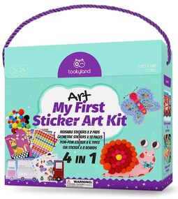 Tookyland - Моят първи творчески комплект със стикери и помпони, 4в1