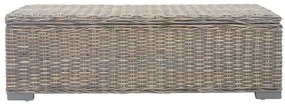 344882 vidaXL Ракла, сива, 110 см, естествен кубу ратан и махагоново дърво масив
