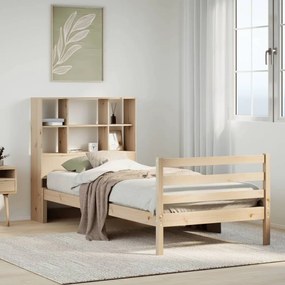 3321893 vidaXL Легло с рафтове за книги, без матрак, 90x200 см, бор масив