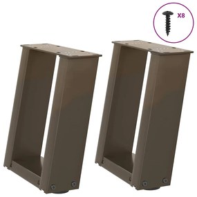 4012739 vidaXL Крака за масичка за кафе, U-образни, 2 бр., естествена стомана, 30 x (30-31) см, стомана