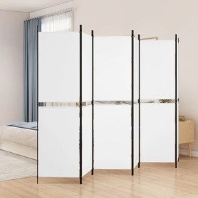 350222 vidaXL Параван за стая, 6 панела, бял, 300x180 см, текстил