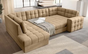 Ъглов диван Bale U-Тъмнобежов-Ляв