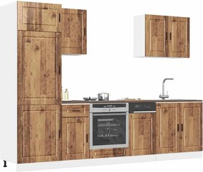 3314789 vidaXL Комплект кухненски шкафове, 7 части, "Porto", старо дърво, инженерно дърво