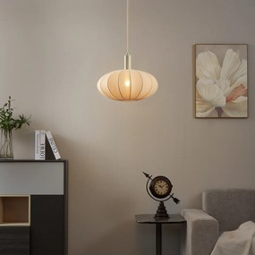 Japandi висяща лампа бежова с текстилен абажур - Bida