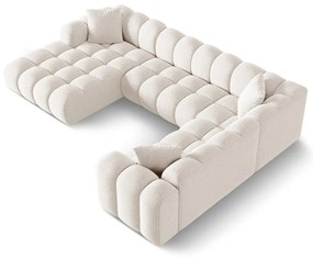 Кремав шенилов ъглов диван (десен ъгъл/U форма) Treno – Cosmopolitan Design
