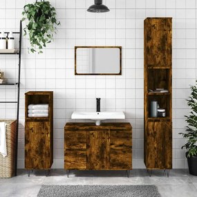 831657 vidaXL Шкаф за баня, опушен дъб, 80x33x60 см, инженерно дърво