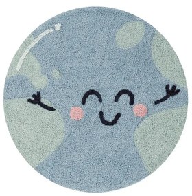 Син ръчно изработен памучен детски килим подходящ за пране ø100 cm Big Big World – Lorena Canals