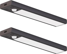 КОМПЛЕКТ 2x LED зареждаемо осветление за мебели със сензор VIRO LED/1W/800 mAh 20 cm CCT черно