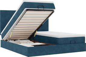 3314607 vidaXL Османска легло с матраци и LED, тъмносиньо, 180x200 см, кадифе