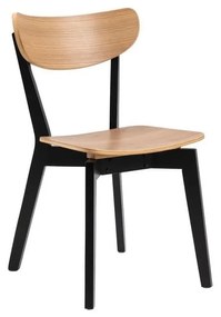 Трапезен стол в дъбов декор в черно и натурално Roxby - Actona