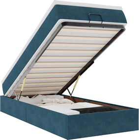3311151 vidaXL Османска легло с матрак, тъмносиньо, 80x200 см, кадифе