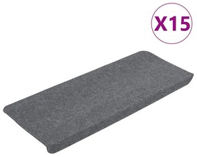 343479 vidaXL Самозалепващи стелки за стълби, 15 бр, 65x24,5x3,5 см, сиви
