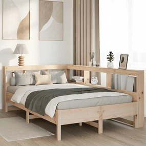 3324415 vidaXL Легло с етажерка за книги, без матрак, 160x200 см, бор масив