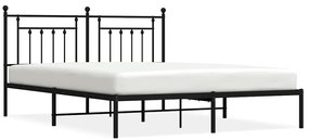 353542 vidaXL Метална рамка за легло с горна табла, черна, 183x213 см