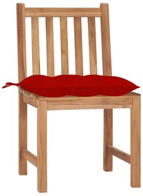 3073109 vidaXL Градински столове 4 бр с възглавници тиково дърво масив