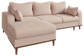 Бежов ъглов диван от рипсено кадифе (ляв ъгъл) Beata – Ropez