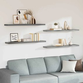 323864 vidaXL Окачени стенни рафтове, 4 бр, сиви, 120x23,5x3,8 см, МДФ
