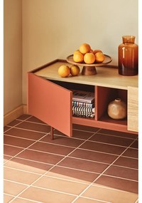 Масичка за телевизор в цвят тухла и естествен дъб 180x45 cm Otto - Teulat