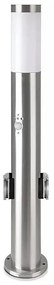 Екстериорна лампа със сензор + 2 гнезда 1xE27/60W/230V IP44 60 см матов хром