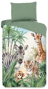 Зелено единично памучно детско спално бельо 140x200 cm Thabo – Good Morning