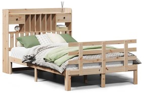 3322786 vidaXL Легло с етажерка за книги, без матрак, 135x190 см, бор масив