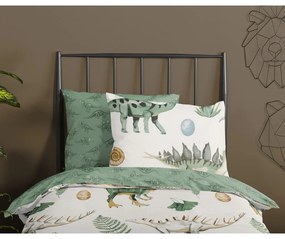Зелено-бежово единично памучно детско спално бельо 140x200 cm Gabi – Good Morning