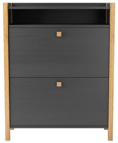 Тъмно сив шкаф за обувки с две чекмеджета Bode - Woodman
