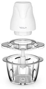 Чопър Tesla FC302W, 400W, Стъклена купа, 1 литър, Четворно острие, Бял