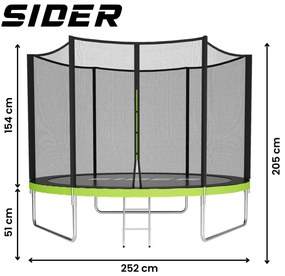 Градински батут за деца, защитна мрежа, стабилна конструкция 8FT Ø 252 cm