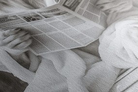 Картина на платно – Бял лъв с вестници в тоалетната