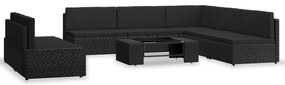 3054584 vidaXL Градински комплект, 7 части, полиратан, черен