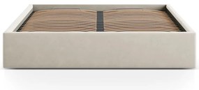 Бежово двойно легло 160x200 cm тапицирано с място за съхранение/без табла с включена подматрачна рамка Susan – Micadoni