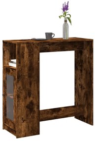 854368 vidaXL Бар маса с рафтове, опушен дъб, 101x40x103,5см, инженерно дърво
