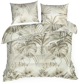 Меки памучни чаршафи в бежово с екзотични листа 2 части: 1 бр. 140x200 + 1 бр. 70x80