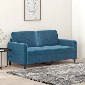 359451 vidaXL 2-местен диван, син, 140 см, кадифе
