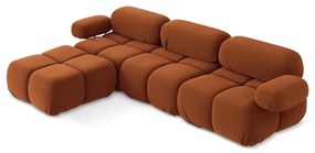 Оранжев кадифен модулен ъглов диван Lokua – Makamii