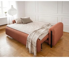 Теракотен сгъваем/с място за съхранение диван от прежда с примки от букле 244 cm Arcadova – ELTAP