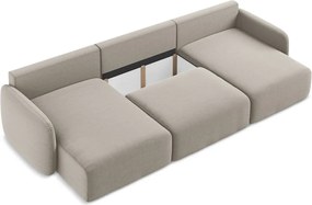 Кафяво-сив кадифен сгъваем/с място за съхранение ъглов диван (U форма) Kalena – Makamii